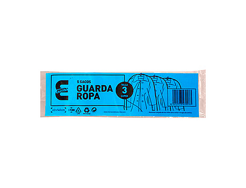SACO GUARDA-ROUPA PLASTICO ROLO 5 SACOS - 62X140 CM