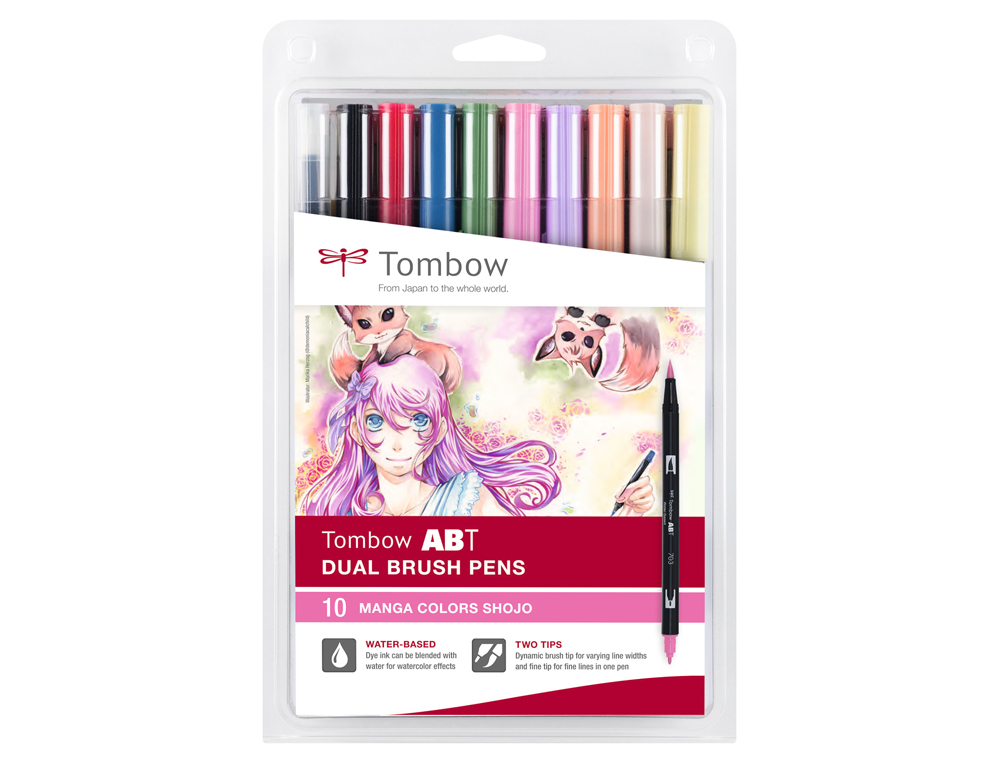 MARCADOR TOMBOW DUAL BRUSH PONTA DUPLA PINCEL ESTOJO DE 10 UNIDADES CORES SORTIDAS
