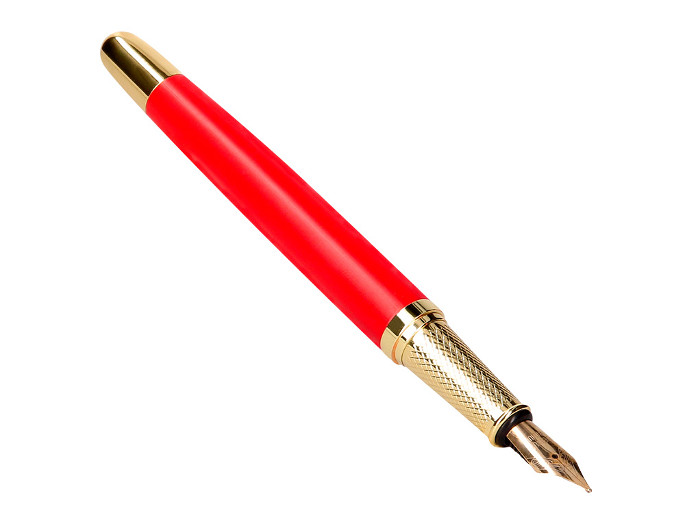 CANETA E ESTOJO COURO BELIUS PASSION DOR ALUMINIO TEXTURA ESCOVADO VERMELHO E DOURADO TINTA AZUL CAIXA DESIGN