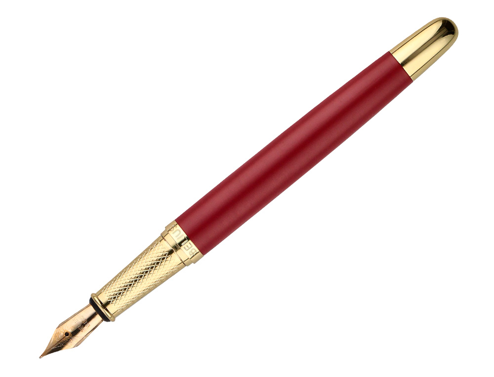 CANETA E ESTOJO BELIUS SOIREE DESENHO ART DECO BORDEAUX E DOURADO TINTA AZUL CAIXA DESIGN