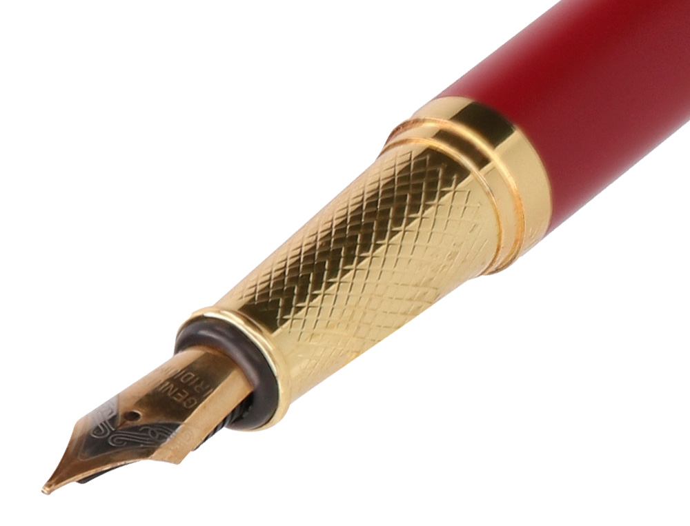 CANETA E ESTOJO BELIUS SOIREE DESENHO ART DECO BORDEAUX E DOURADO TINTA AZUL CAIXA DESIGN