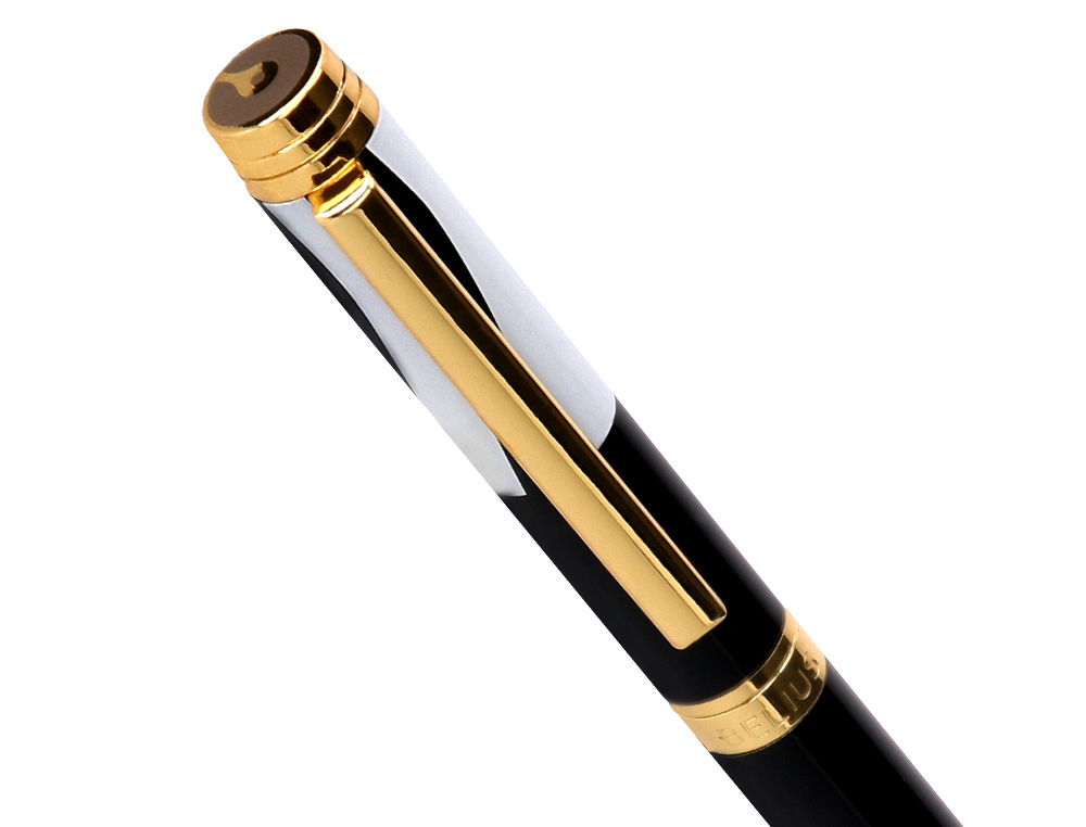 ESFEROGRAFICA BELIUS DUALITA CORPO PRETO DESENHO BRANCO TINTA AZUL CAIXA DESIGN
