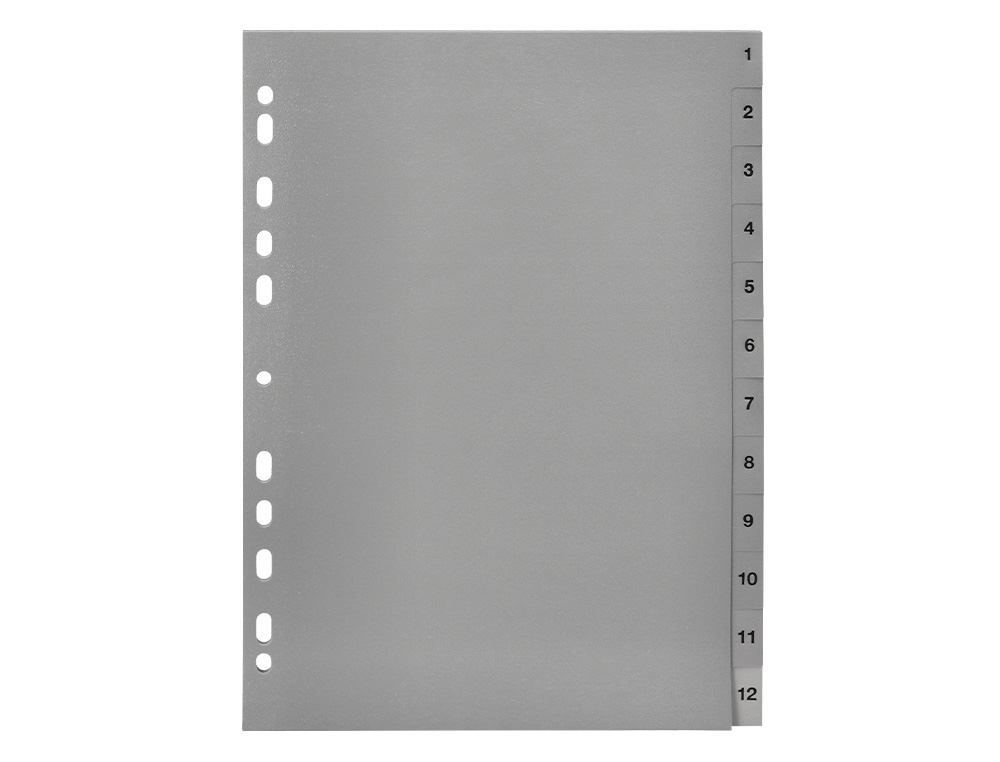 SEPARADOR NUMERICO Q-CONNECT PLASTICO 1-12 CONJUNTO DE 12 SEPARADORES DIN A4 MULTIPERFURADOS