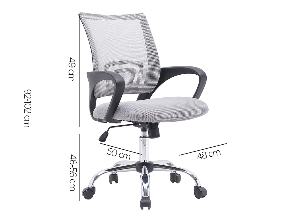 CADEIRA DE ESCRITORIO Q-CONNECT SIENA MALHA BASE METALICA ALT MAX 1000 MM LARG 560 MM PROF 570 MM RODAS PREMIUM COR CINZ