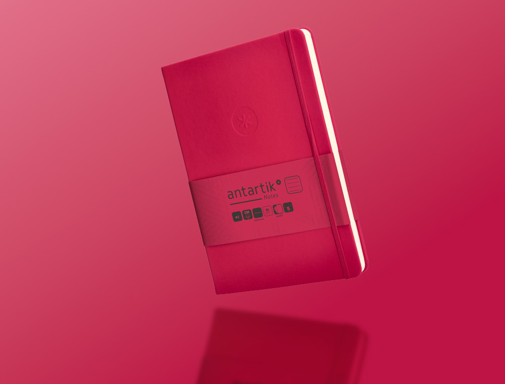 CADERNO COM ELASTICO ANTARTIK NOTES CAPA DURA A5 PAUTADO FUCSIA 100 FOLHAS 80 GR FSC