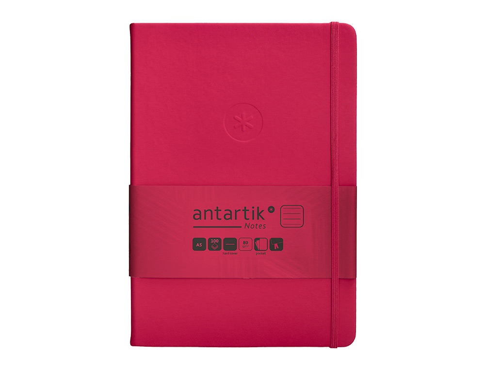 CADERNO COM ELASTICO ANTARTIK NOTES CAPA DURA A5 PAUTADO FUCSIA 100 FOLHAS 80 GR FSC