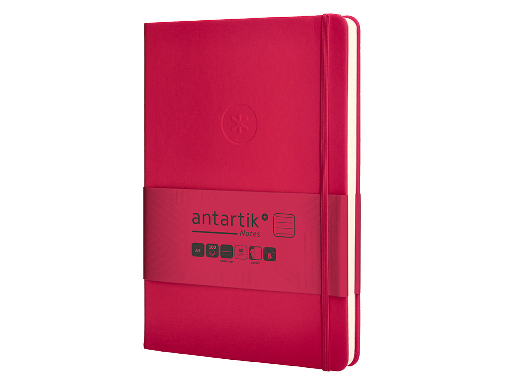 CADERNO COM ELASTICO ANTARTIK NOTES CAPA DURA A5 PAUTADO FUCSIA 100 FOLHAS 80 GR FSC