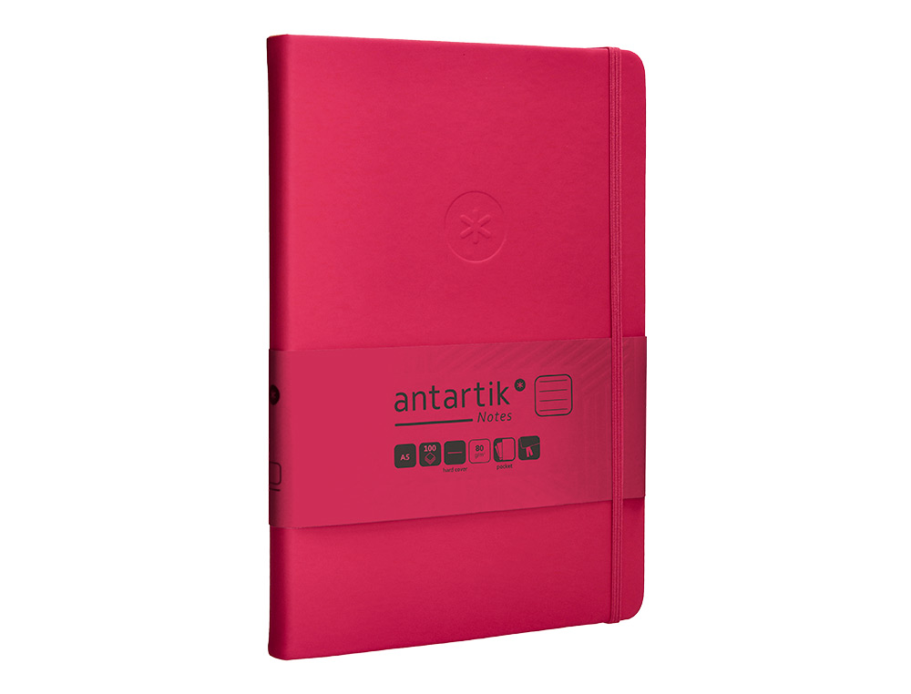 CADERNO COM ELASTICO ANTARTIK NOTES CAPA DURA A5 PAUTADO FUCSIA 100 FOLHAS 80 GR FSC