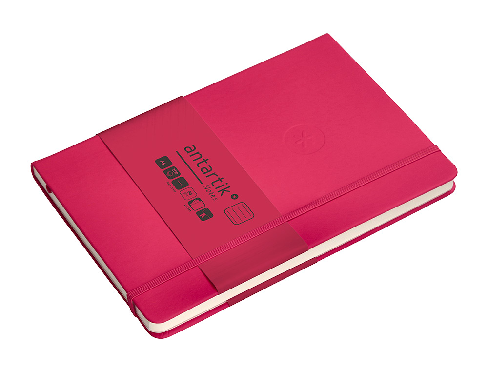 CADERNO COM ELASTICO ANTARTIK NOTES CAPA DURA A5 PAUTADO FUCSIA 100 FOLHAS 80 GR FSC