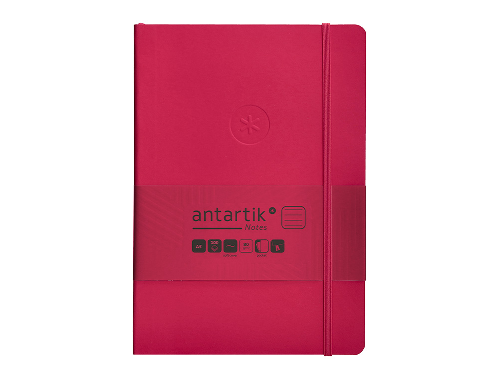CADERNO COM ELASTICO ANTARTIK NOTES CAPA MOLE A5 PAUTADO FUCSIA 80 FOLHAS 80 GR FSC
