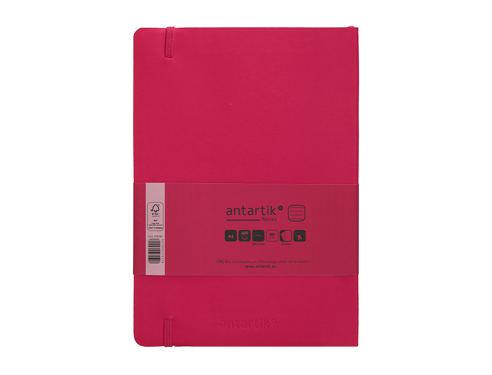 CADERNO COM ELASTICO ANTARTIK NOTES CAPA MOLE A5 PAUTADO FUCSIA 80 FOLHAS 80 GR FSC