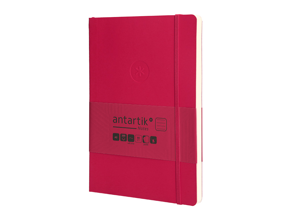 CADERNO COM ELASTICO ANTARTIK NOTES CAPA MOLE A5 PAUTADO FUCSIA 80 FOLHAS 80 GR FSC