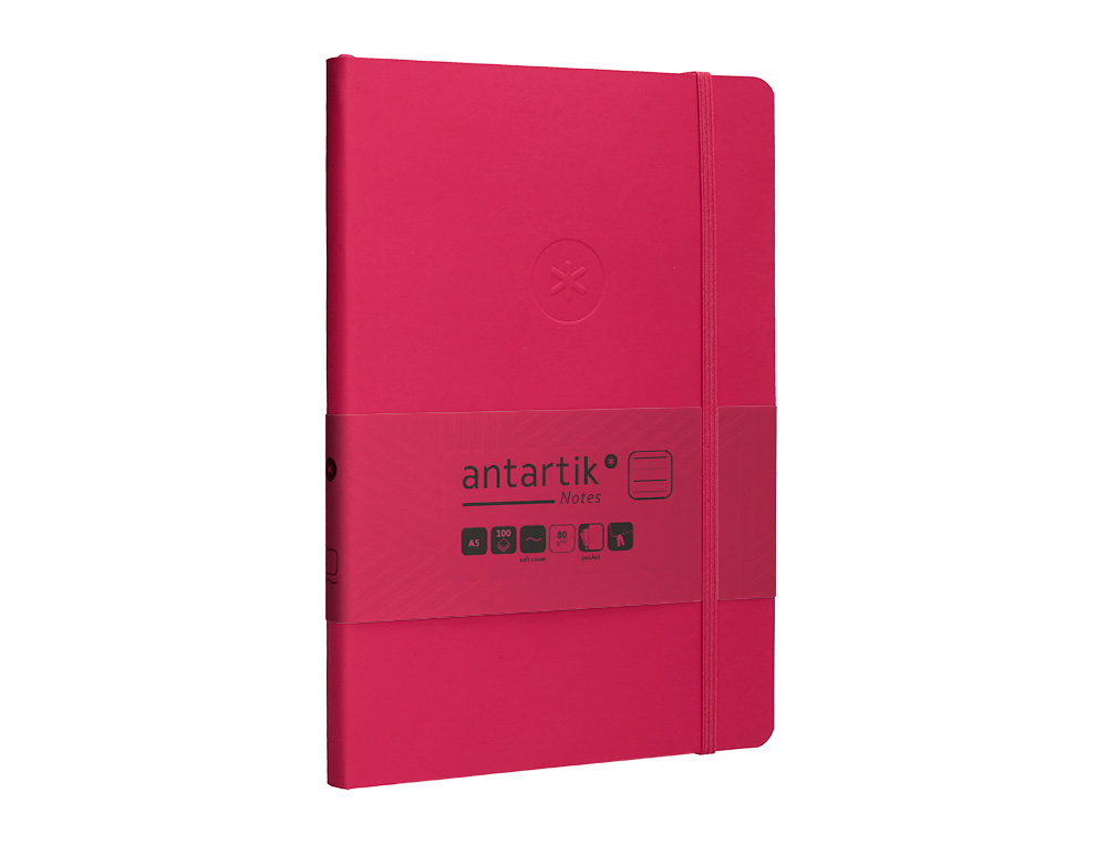 CADERNO COM ELASTICO ANTARTIK NOTES CAPA MOLE A5 PAUTADO FUCSIA 80 FOLHAS 80 GR FSC