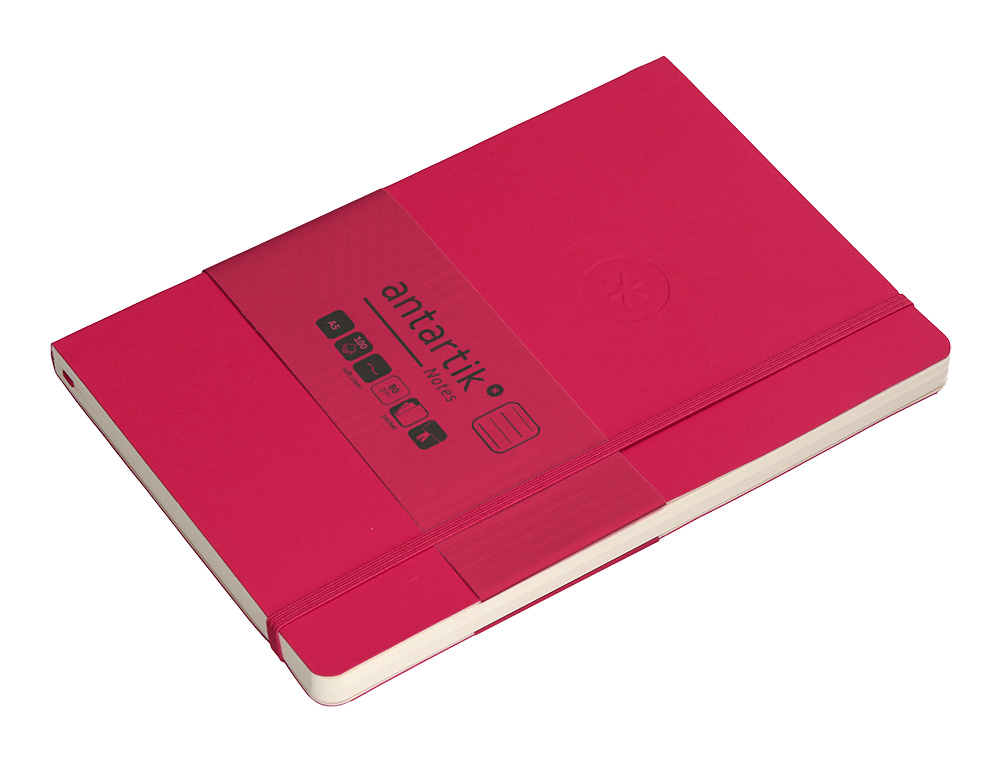 CADERNO COM ELASTICO ANTARTIK NOTES CAPA MOLE A5 PAUTADO FUCSIA 80 FOLHAS 80 GR FSC
