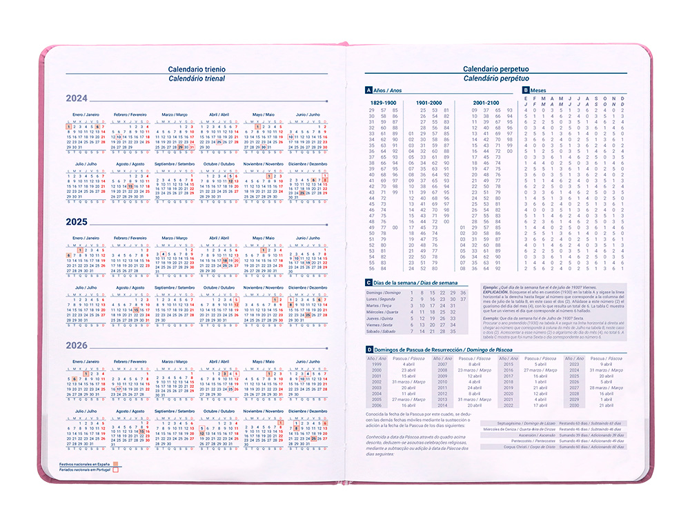 AGENDA ENCADERNADA LIDERPAPEL MYKONOS A5 2025 DIA PAGINA COR ROSA PAPEL 70 GR