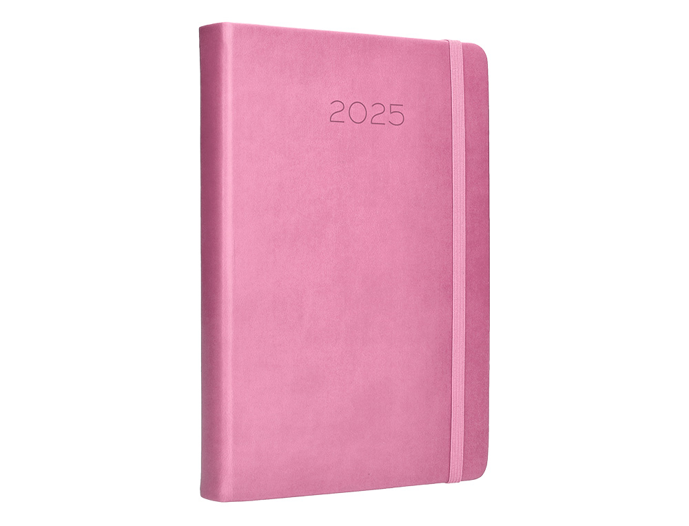 AGENDA ENCADERNADA LIDERPAPEL MYKONOS A5 2025 DIA PAGINA COR ROSA PAPEL 70 GR
