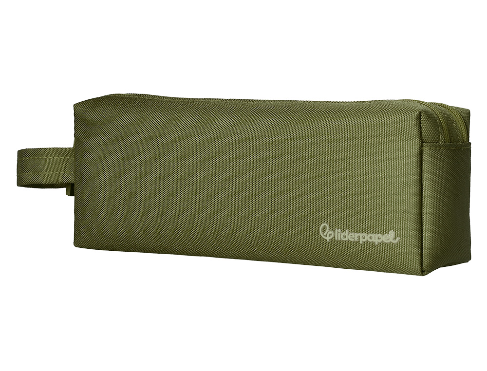 ESTOJO ESCOLAR LIDERPAPEL RETANGULAR COM ASA 2 FECHOS 210X80 MM VERDE MILITAR