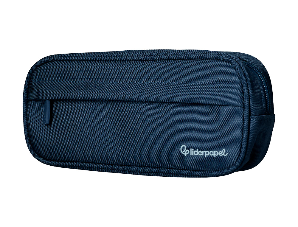 ESTOJO ESCOLAR LIDERPAPEL OVALADO 2 FECHOS COM BOLSO FRONTAL 210X90 MM AZUL MARINHO