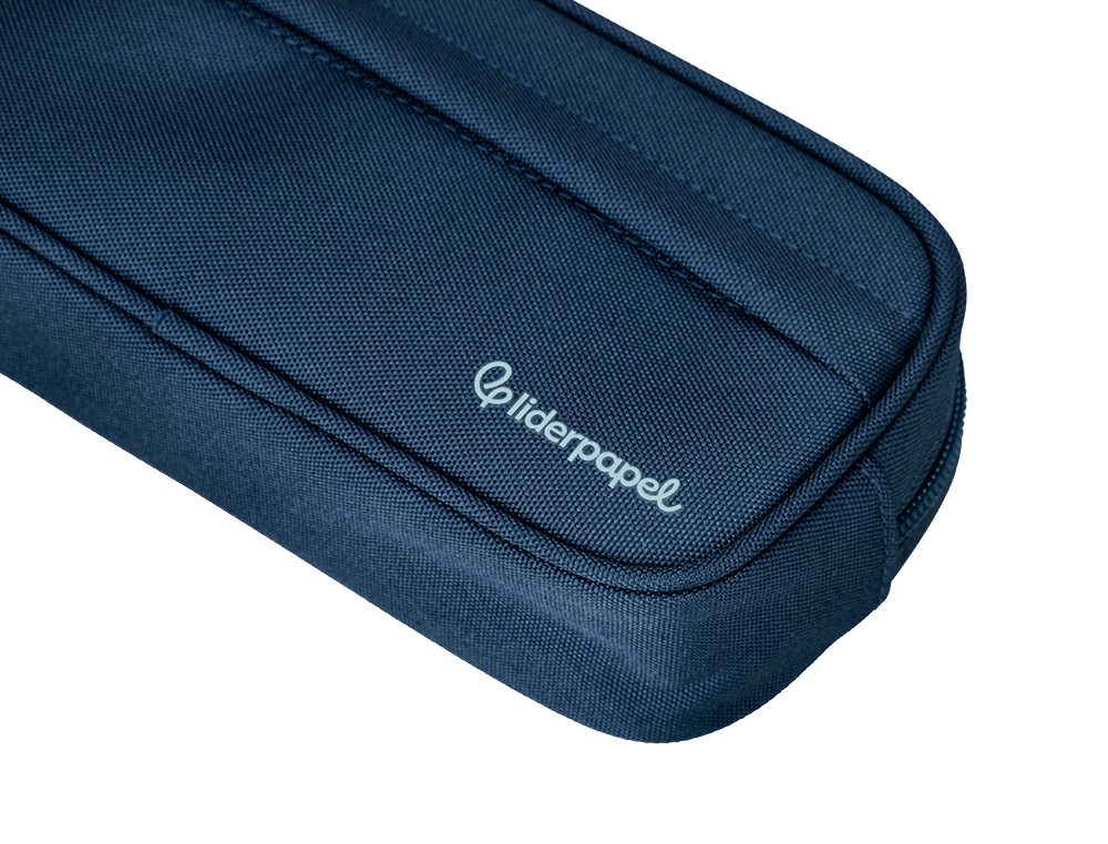 ESTOJO ESCOLAR LIDERPAPEL OVALADO 2 FECHOS COM BOLSO FRONTAL 210X90 MM AZUL MARINHO