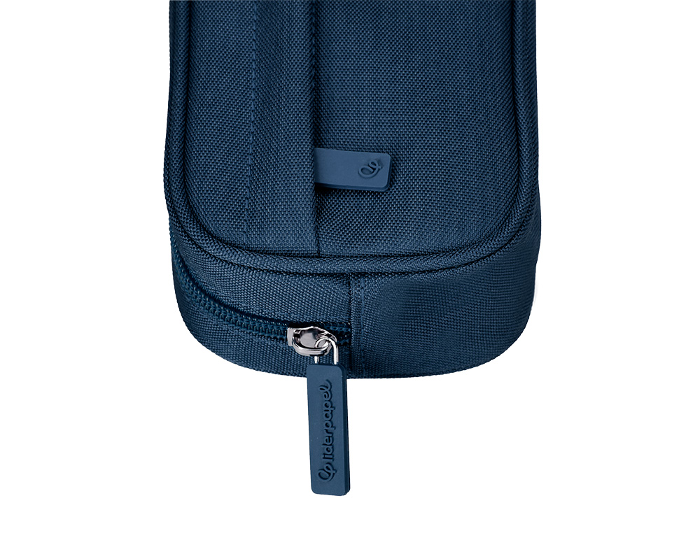 ESTOJO ESCOLAR LIDERPAPEL OVALADO 2 FECHOS COM BOLSO FRONTAL 210X90 MM AZUL MARINHO