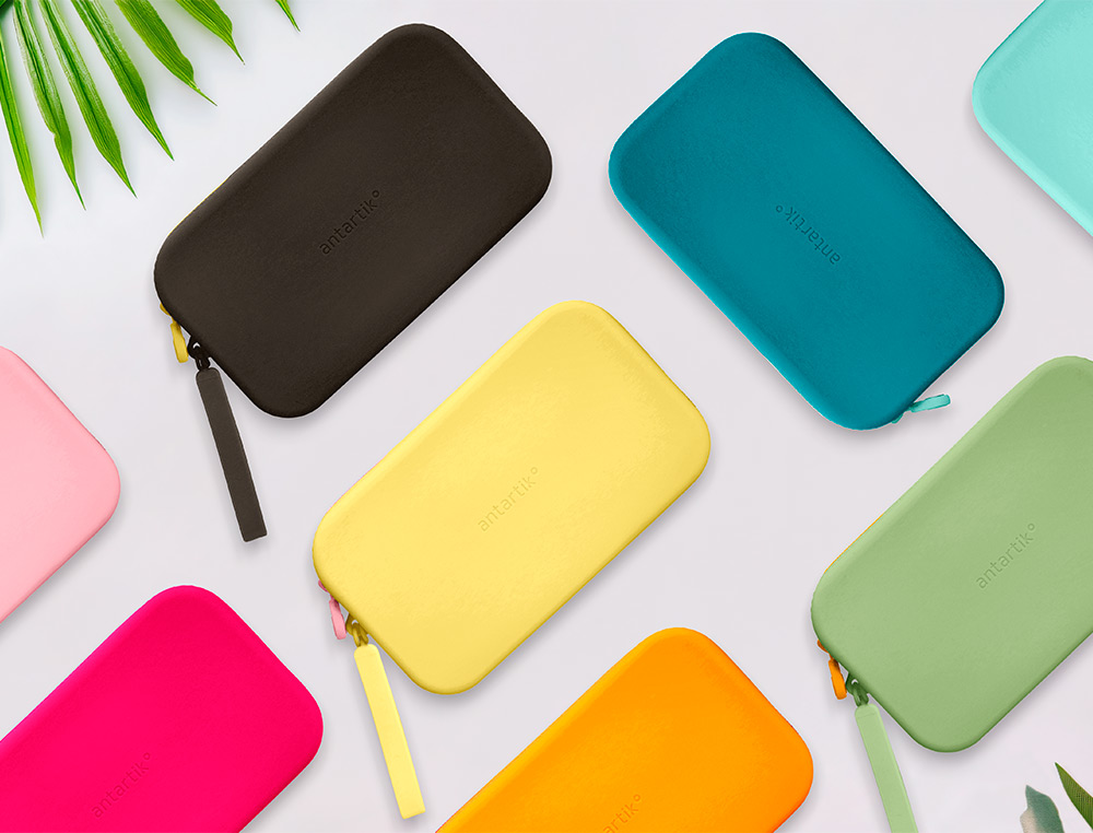 ESTOJO ESCOLAR ANTARTIK TROPICAL DIVE SILICONE SOFT RETANGULAR 190X120X25 MM EXPOSITOR DE 8 UNIDADES