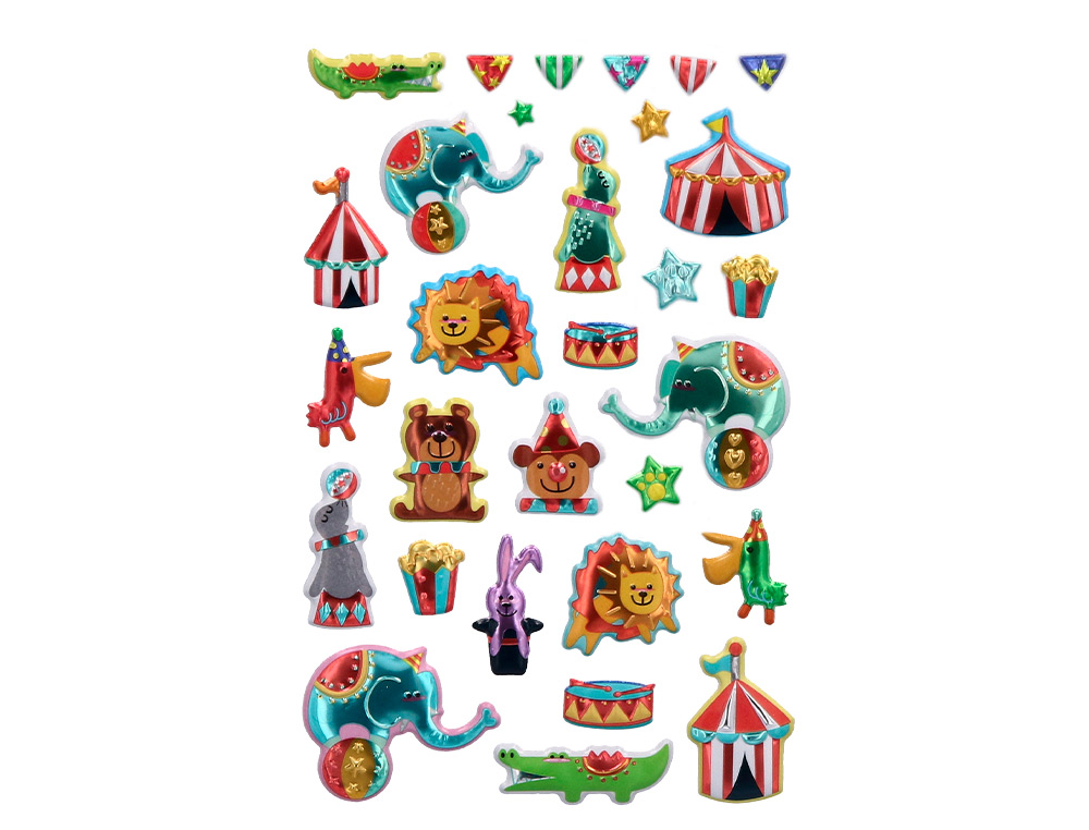 AUTOCOLANTES IMAGINOVO KIDS CIRCO GOMA EVA 190X105 MM EM BLISTER