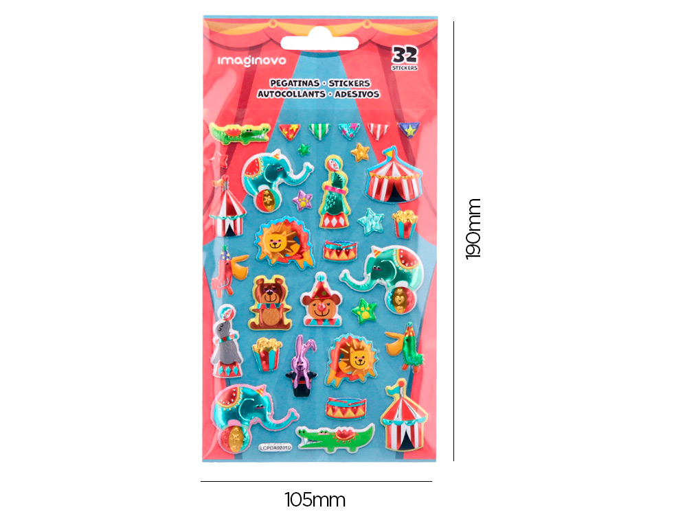 AUTOCOLANTES IMAGINOVO KIDS CIRCO GOMA EVA 190X105 MM EM BLISTER