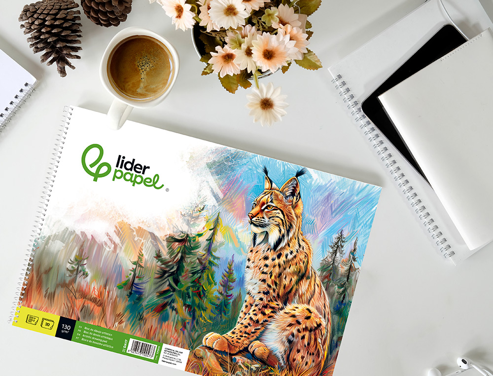 BLOCO DE DESENHO LIDERPAPEL ARTISTICO NATURA ESPIRAL 230X325MM 20 FOLHAS 130 GR SEM ESQUADRIA PERFURADO
