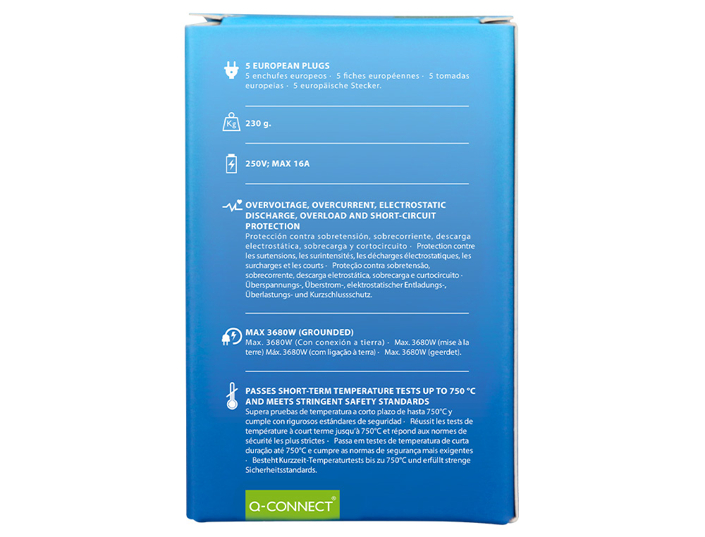 EXTENSAO Q-CONNECT EM CUBO MULTIPLE POWER CUBE 5 EM 1 DIRETO PAREDE 5 TOMADAS DE CORRENTE 75X75X112MM