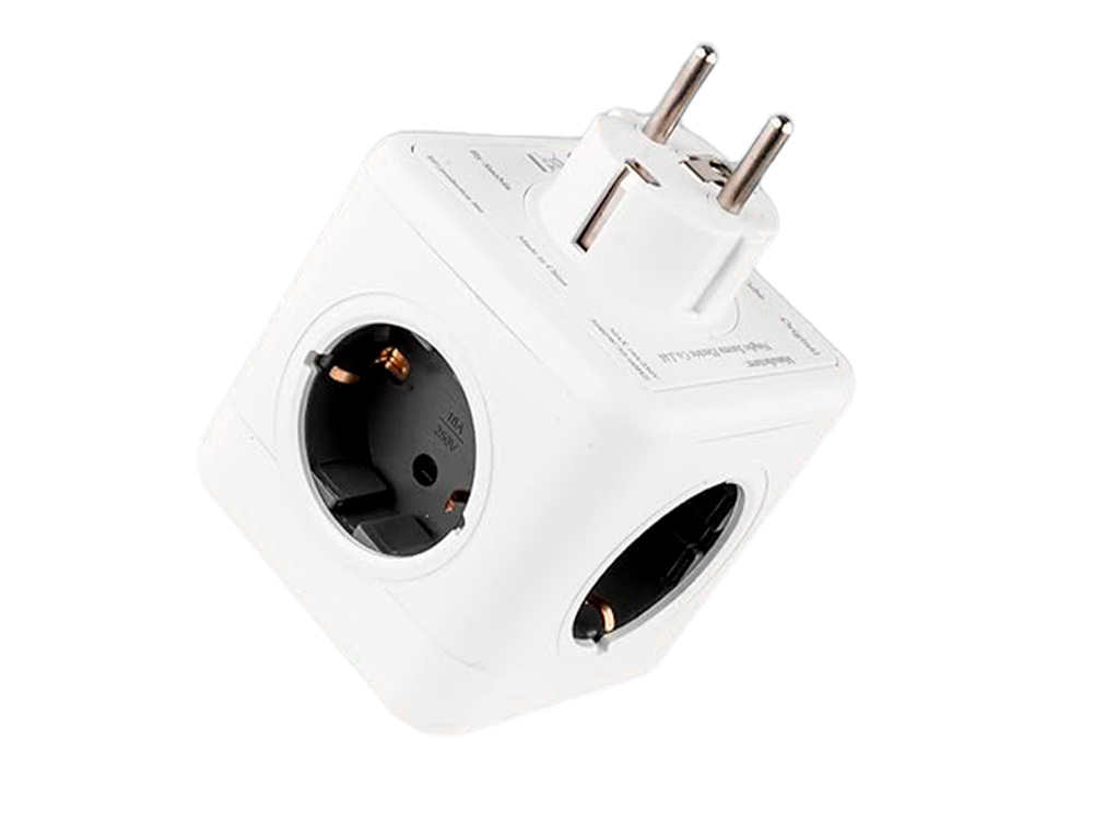 EXTENSAO Q-CONNECT EM CUBO MULTIPLE POWER CUBE 5 EM 1 DIRETO PAREDE 5 TOMADAS DE CORRENTE 75X75X112MM