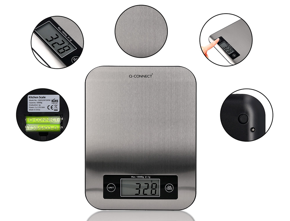BALANCA PRECISAO Q-CONNECT DIGITAL COM ECRA LCD PRECISAO 1 GR CAPACIDADE DE 5 GR A 10 KG 215X165X16MM