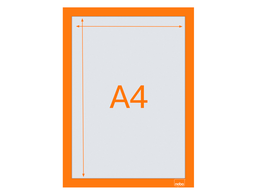 MOLDURA PORTA ANUNCIOS NOBO DIN A4 MOLDURA MAGNETICA AUTO ADESIVA COR LARANJA PACK DE 2 UNIDADES