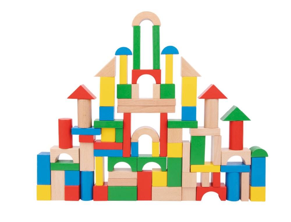JOGO INFANTIL IMAGINOVO MADEIRA CONSTRUCAO DE BLOCOS +12 MESES 100 PECAS 29X29X3,5CM
