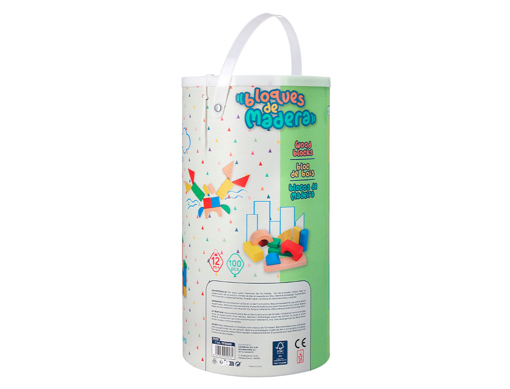 JOGO INFANTIL IMAGINOVO MADEIRA CONSTRUCAO DE BLOCOS +12 MESES 100 PECAS 29X29X3,5CM