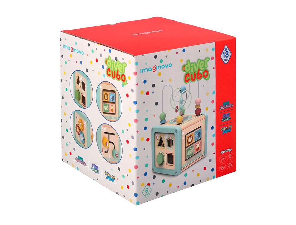 JOGO INFANTIL IMAGINOVO MADEIRA CUBO DE ATIVIDADES +18 MESES 15,5X15,5X28CM