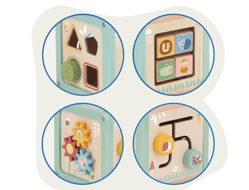 JOGO INFANTIL IMAGINOVO MADEIRA CUBO DE ATIVIDADES +18 MESES 15,5X15,5X28CM
