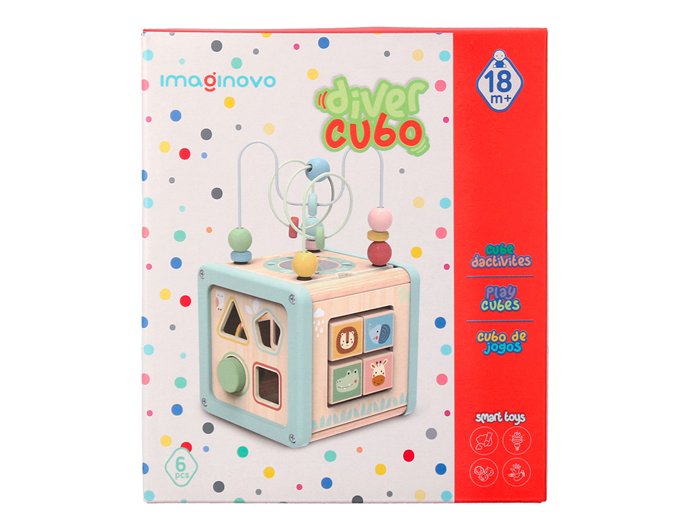 JOGO INFANTIL IMAGINOVO MADEIRA CUBO DE ATIVIDADES +18 MESES 15,5X15,5X28CM