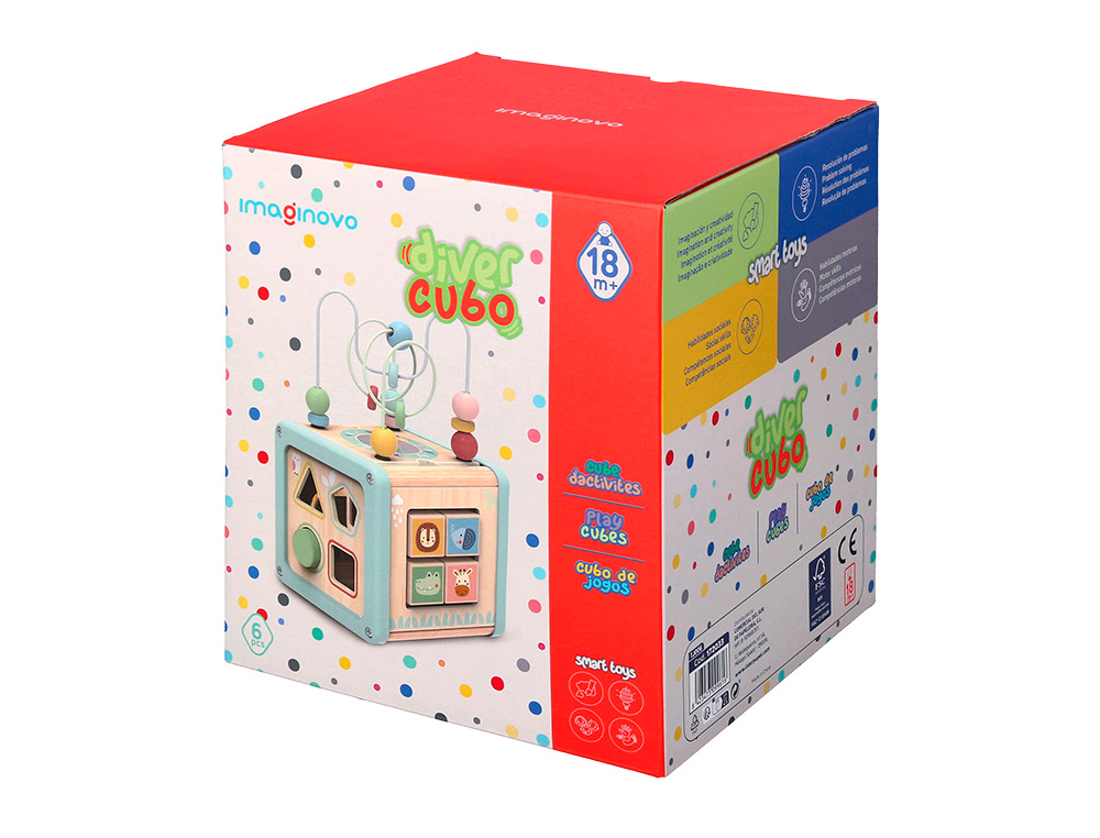 JOGO INFANTIL IMAGINOVO MADEIRA CUBO DE ATIVIDADES +18 MESES 15,5X15,5X28CM