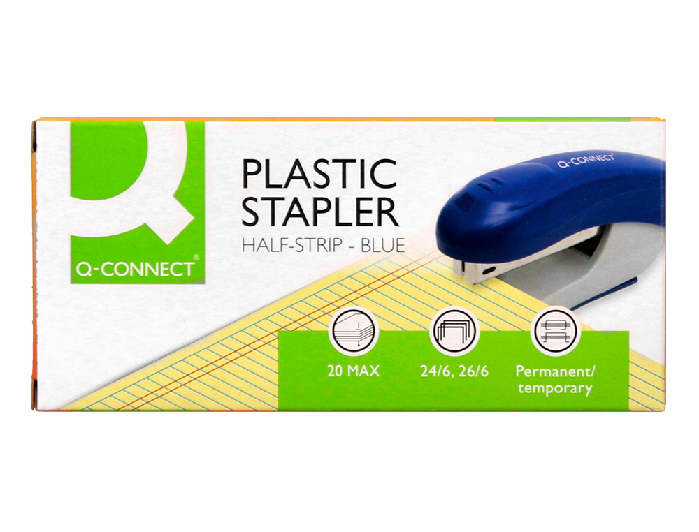AGRAFADOR Q-CONNECT KF14205 PLASTICO ABS AZUL CAPACIDADE 20 FOLHAS