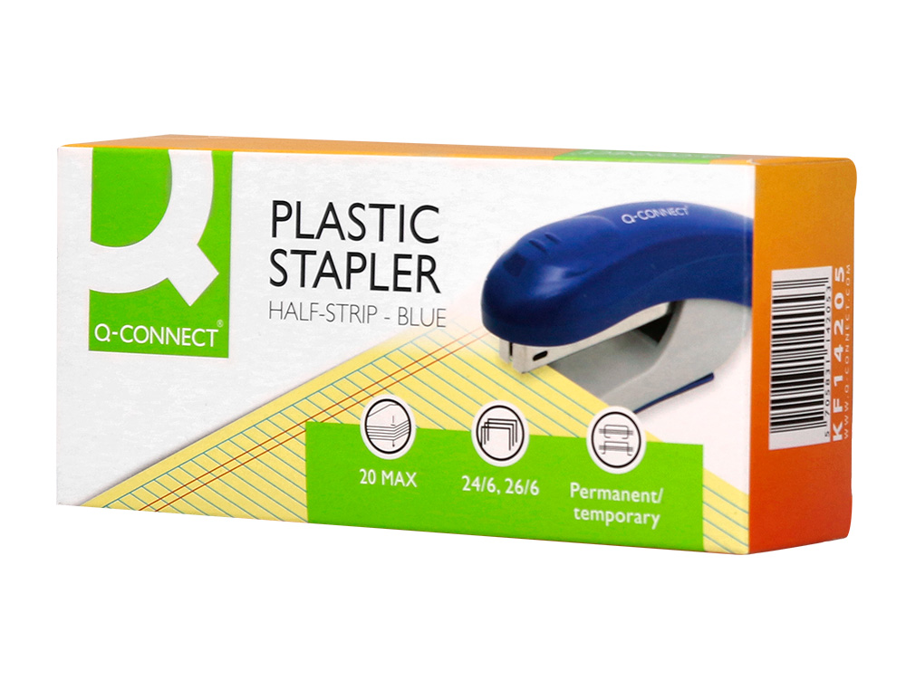 AGRAFADOR Q-CONNECT KF14205 PLASTICO ABS AZUL CAPACIDADE 20 FOLHAS