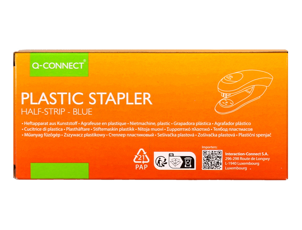 AGRAFADOR Q-CONNECT KF14205 PLASTICO ABS AZUL CAPACIDADE 20 FOLHAS
