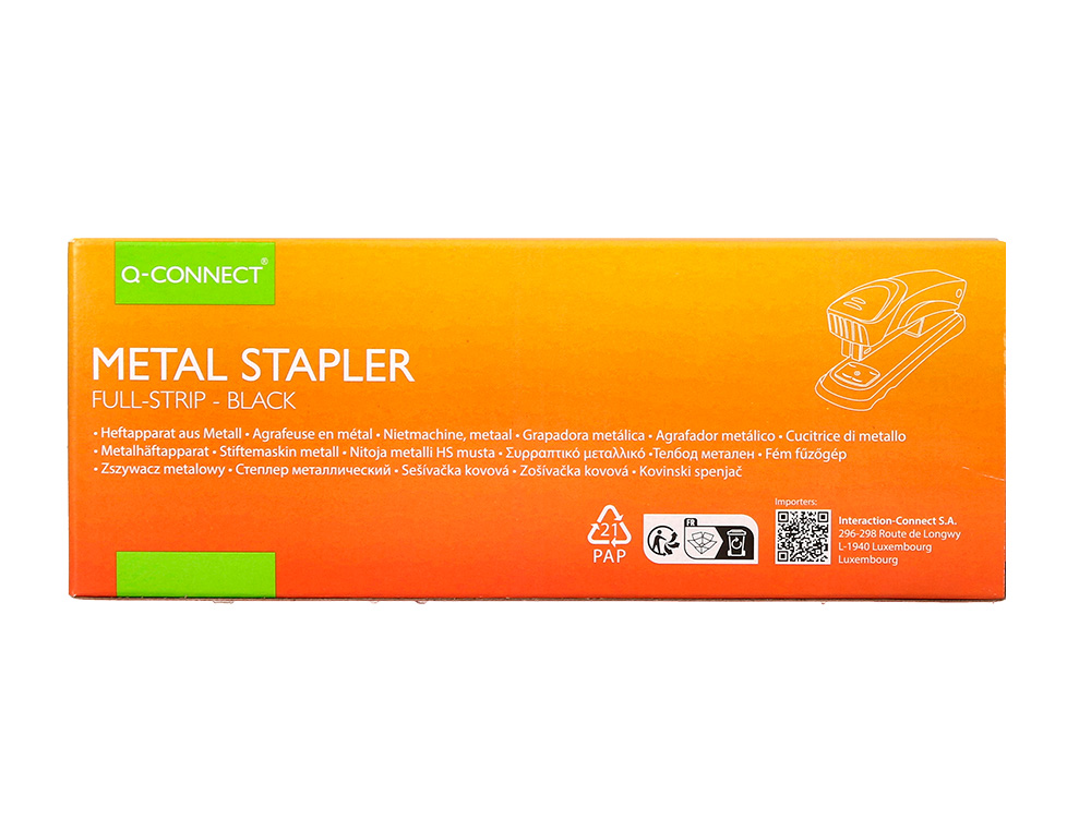AGRAFADOR Q-CONNECT KF14211 METALICO PRETO CAPACIDADE 20 FOLHAS