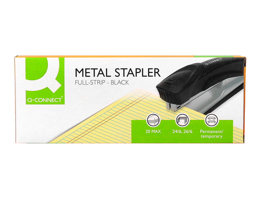 AGRAFADOR Q-CONNECT KF14211 METALICO PRETO CAPACIDADE 20 FOLHAS