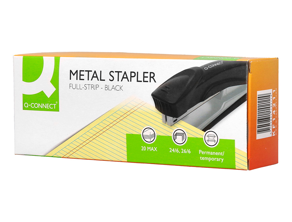 AGRAFADOR Q-CONNECT KF14211 METALICO PRETO CAPACIDADE 20 FOLHAS