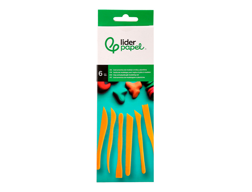 INSTRUMENTOS DE MODELAR LIDERPAPEL PARA ARGILA E PLASTICINA CAIXA DE 6 PECAS