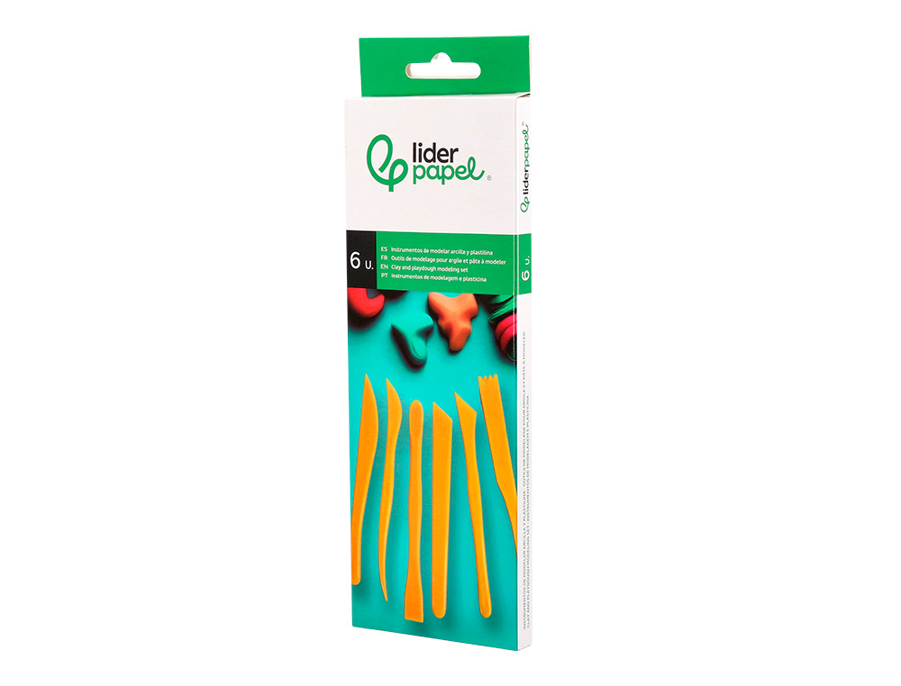INSTRUMENTOS DE MODELAR LIDERPAPEL PARA ARGILA E PLASTICINA CAIXA DE 6 PECAS