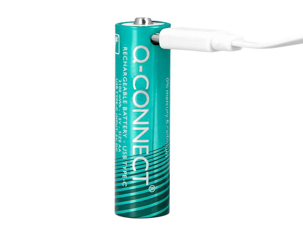 PILHA Q-CONNECT AA RECARREGAVEL POR USB-C BLISTER DE 4 UNIDADES