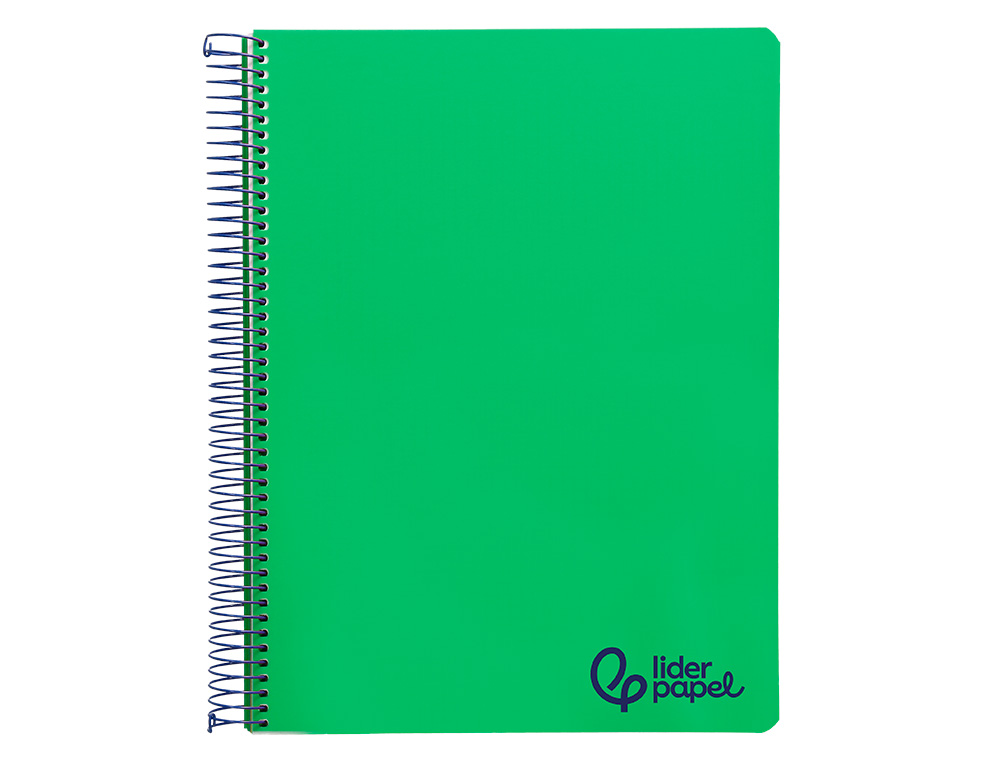 CADERNO ESPIRAL LIDERPAPEL A4 MICRO WONDER CAPA PLASTICO 120F 90GR QUADRICULA 5MM 5 BANDAS 4 FUROS COR VERDE ESCURO