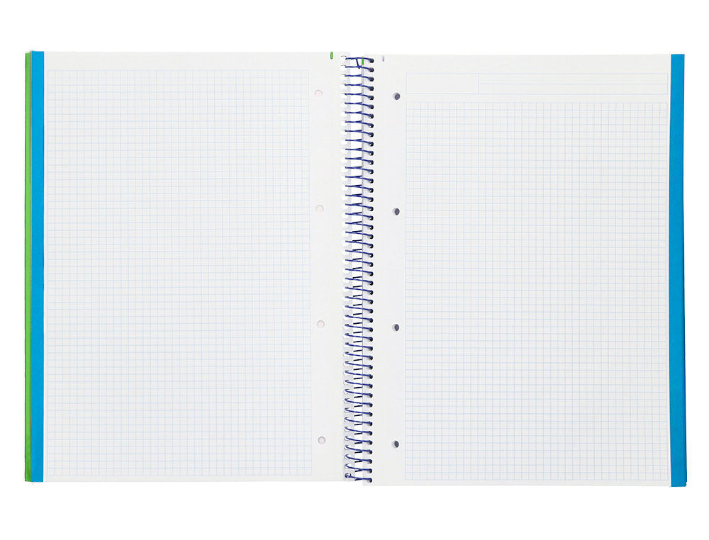 CADERNO ESPIRAL LIDERPAPEL A4 MICRO WONDER CAPA PLASTICO 120F 90GR QUADRICULA 5MM 5 BANDAS 4 FUROS COR VERDE ESCURO