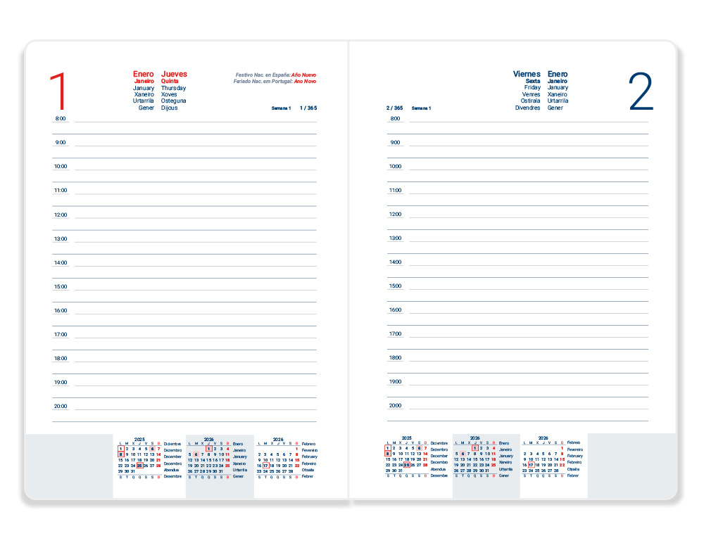 AGENDA ENCADERNADA LIDERPAPEL PSARA A5 2026 DIA PAGINA VERDE PAPEL 70 GR FSC